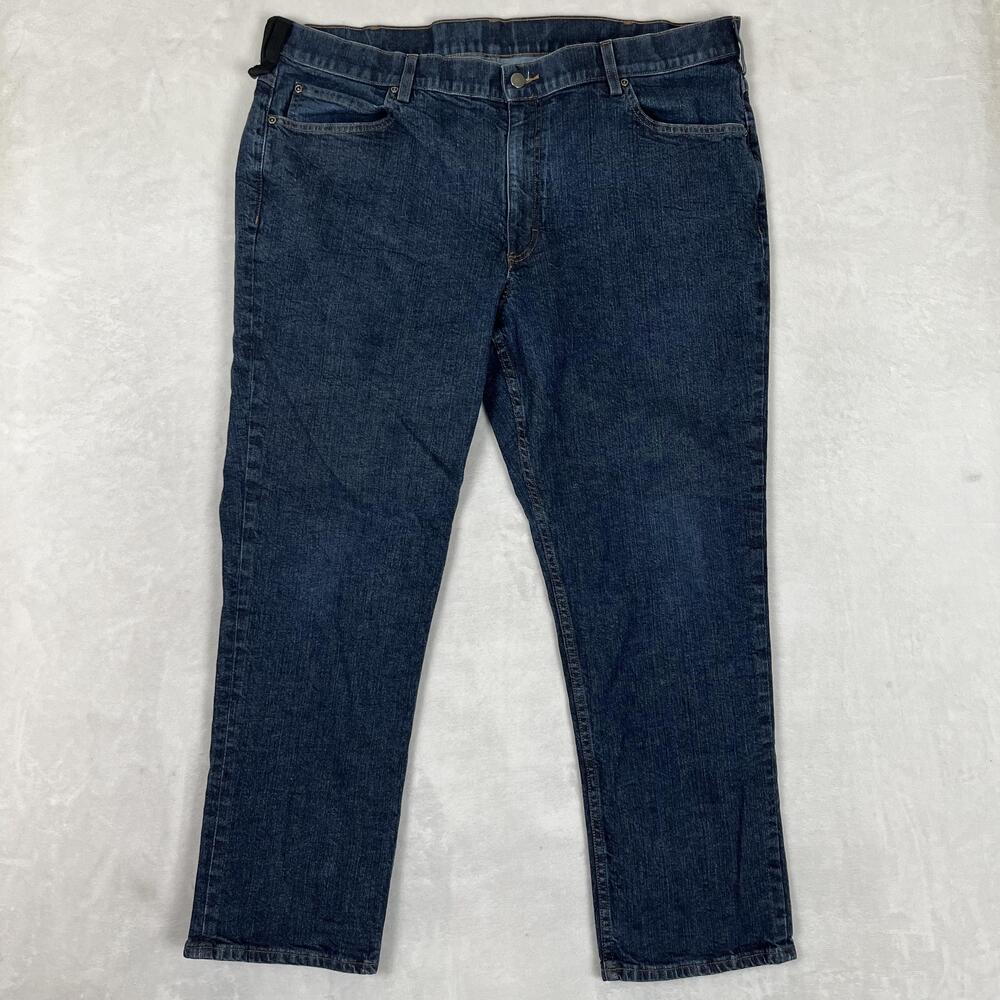 Duluth Trading 40 Grit Jeans Mens 42x30 Blue Slim Straight Stretch Denim READ